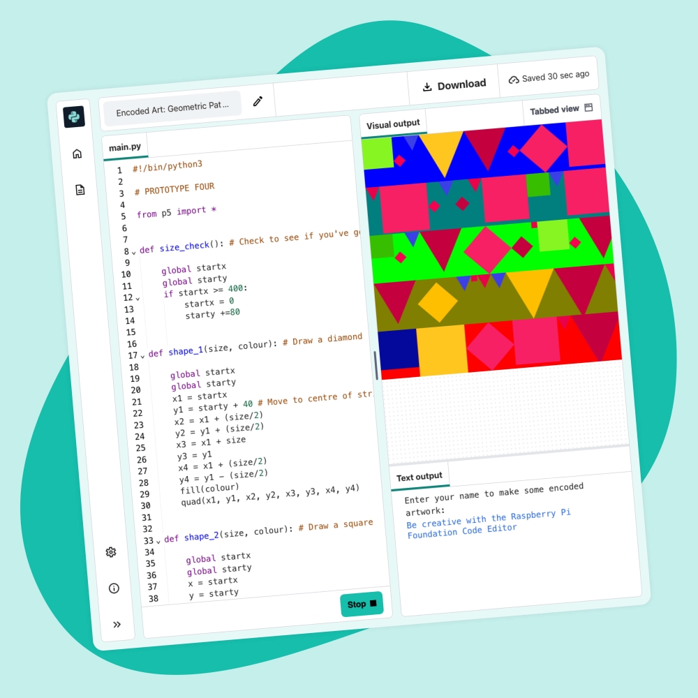 A software window with lines of computer code