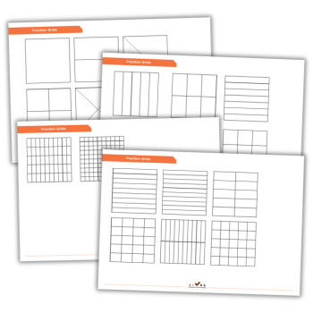 Fraction grid printable square template worksheets