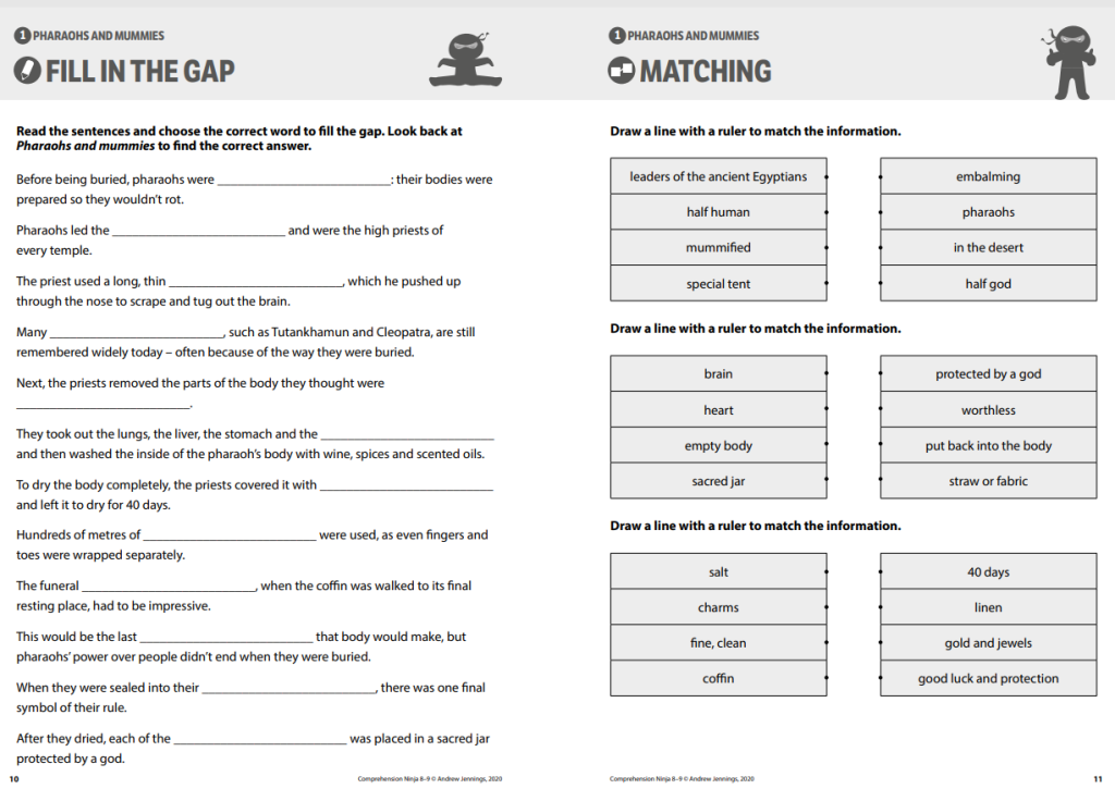 Non-fiction comprehension worksheets