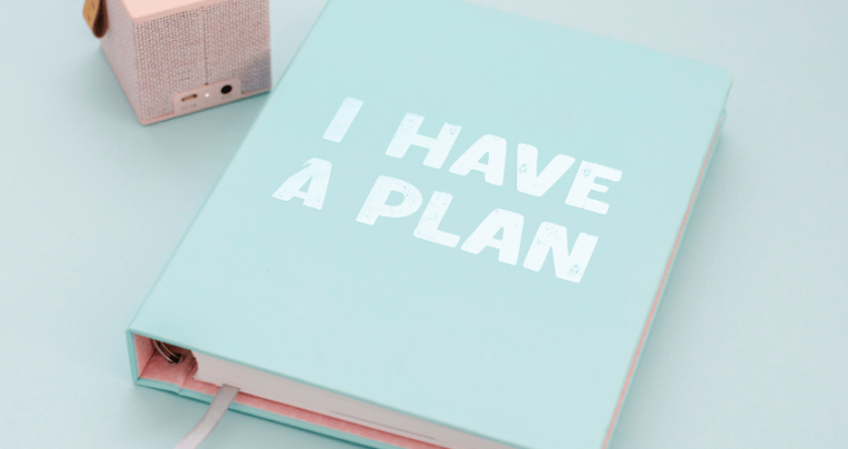 Teacher planner that says "I have a plan" on front cover