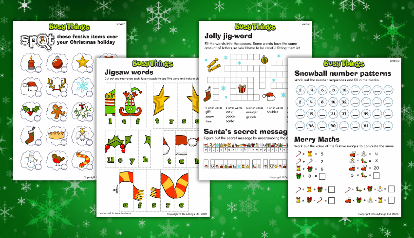 Christmas activity sheets