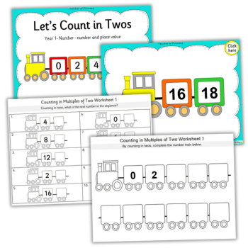 Counting in 2s worksheet resource pack