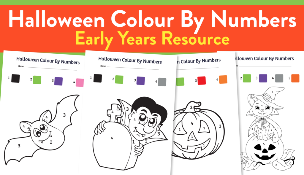 Colour-by-number Halloween colouring pages