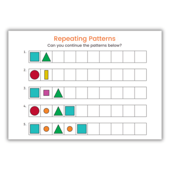 Repeating patterns worksheet