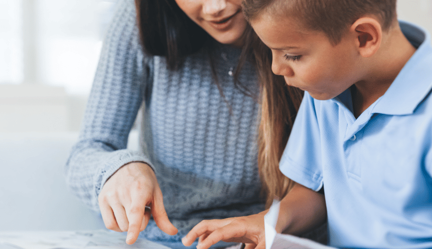 Female supply teacher with student