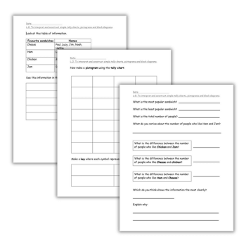 Tally chart worksheets