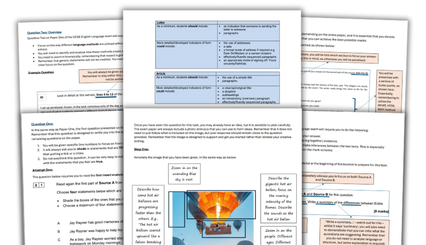 AQA English Language GCSE Paper 1 and 2 revision booklets