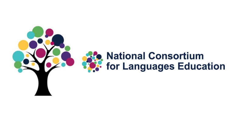 A stylised illustration of multicoloured tree next to the words National Consortium for Languages Education