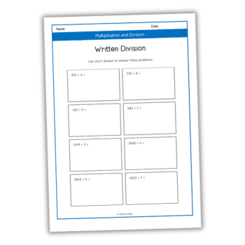 Bus stop division worksheet