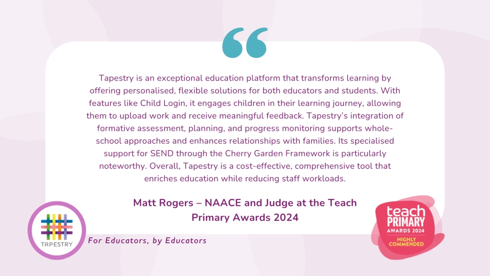 The verdict of Teach Primary Awards judge Matt Rogers on Tapestry