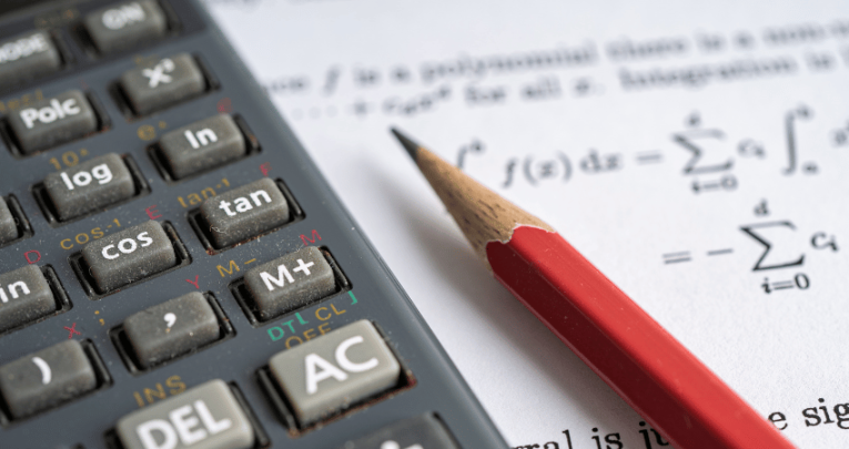 Maths calculator, representing upper and lower bounds