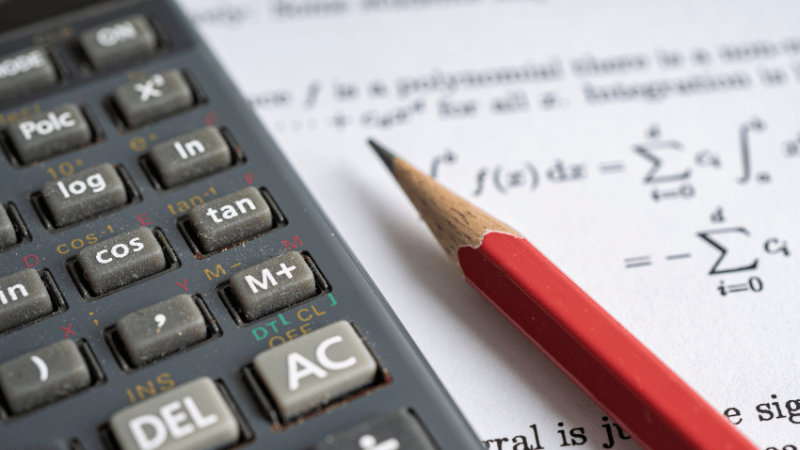 Maths calculator, representing upper and lower bounds