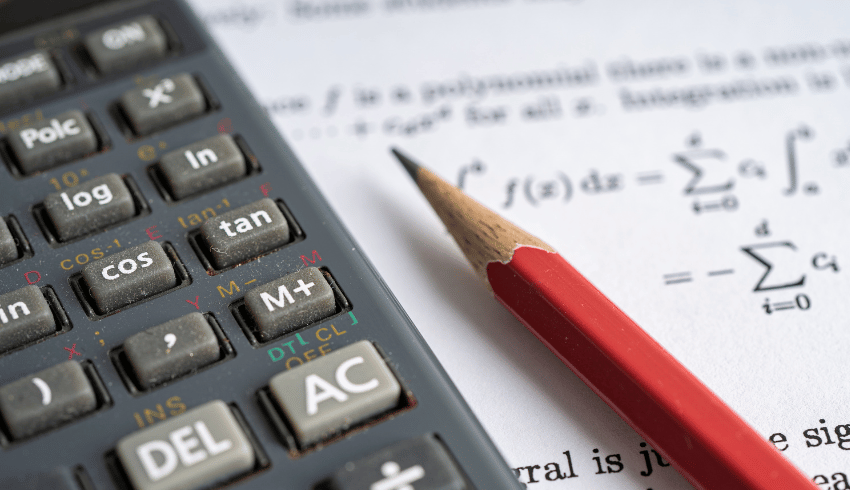 Maths calculator, representing upper and lower bounds