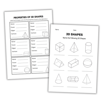 3D shapes worksheet