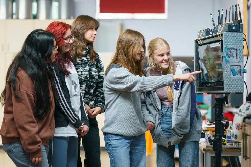 A group of secondary school girls exploring screen industries careers