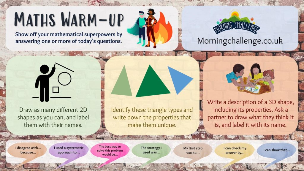 Morning Challenge maths tasks