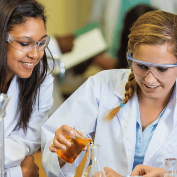 Teenagers doing science practical