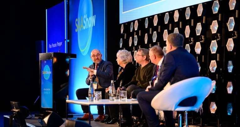 A panel discussion at the SAAShow